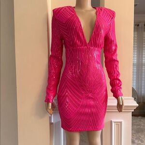 Vibrant Fuchsia Long Sleeve Dress